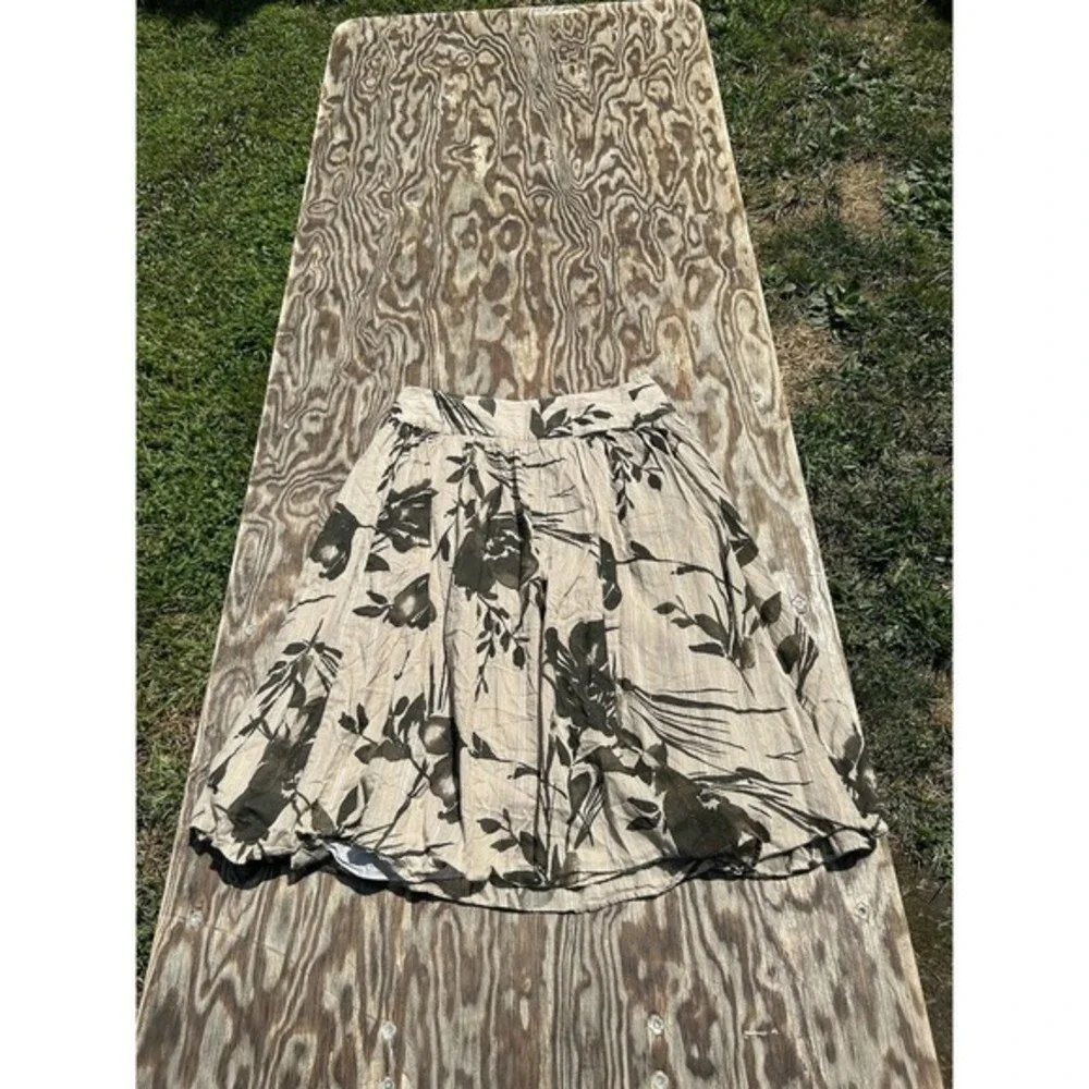 Grace‎ Elements Skirt Cotton Size 10 Floral Tan Brown Gold Floral Spring Zipper